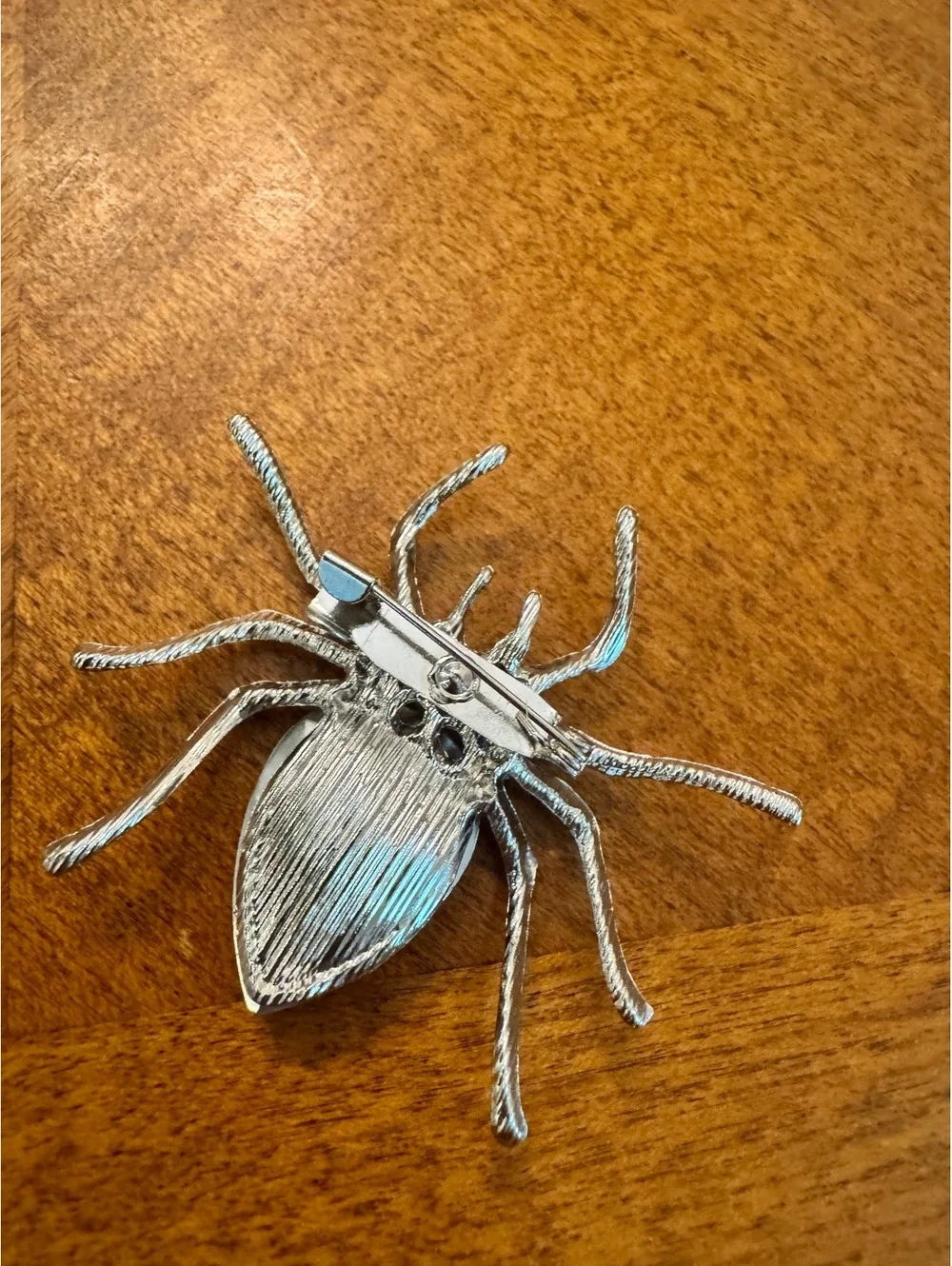 Vintage Silver Tone Crystal Spider Brooch Pin 305